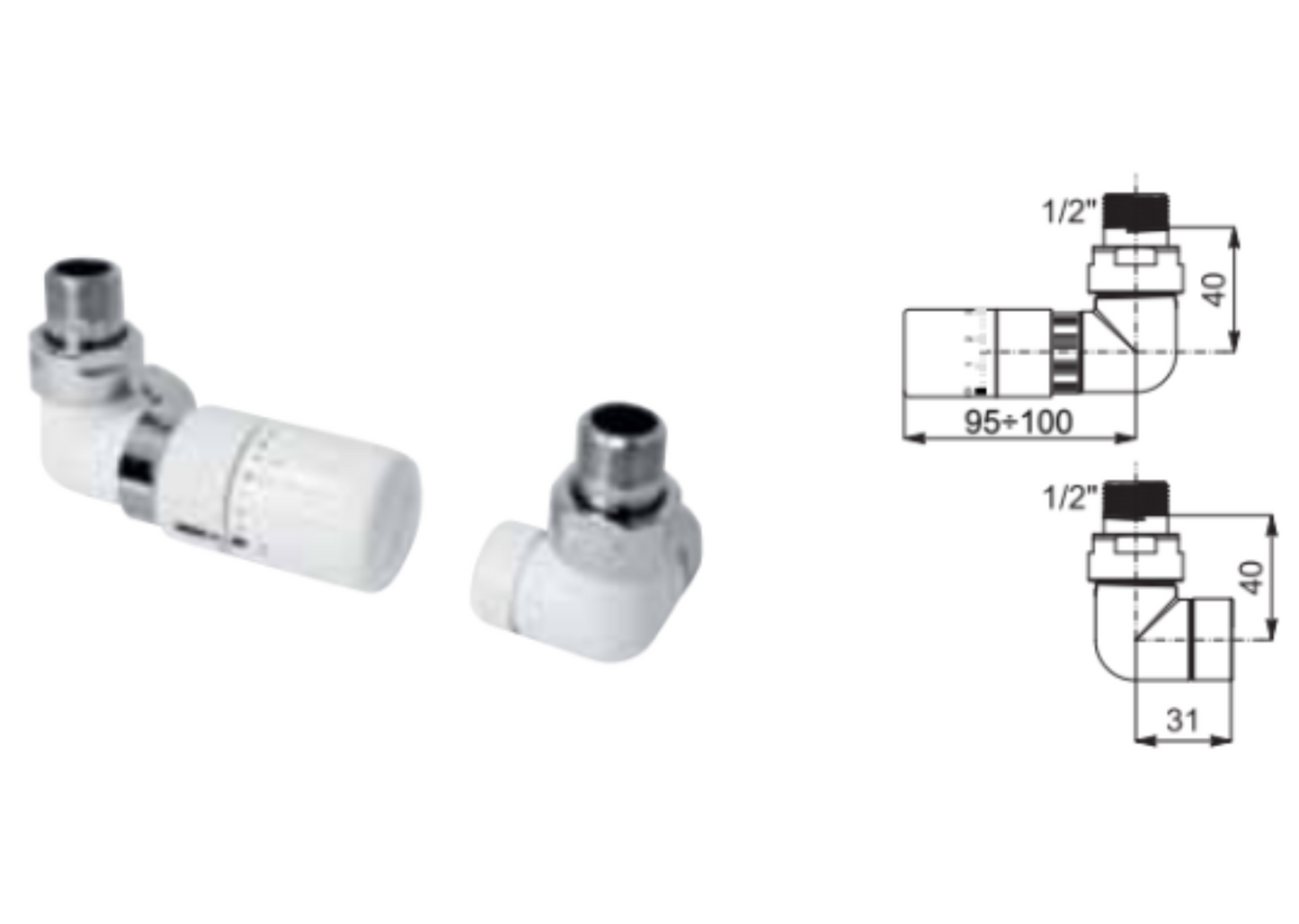 Elegant Painted - Corner Valve Kit with Thermostatic Head