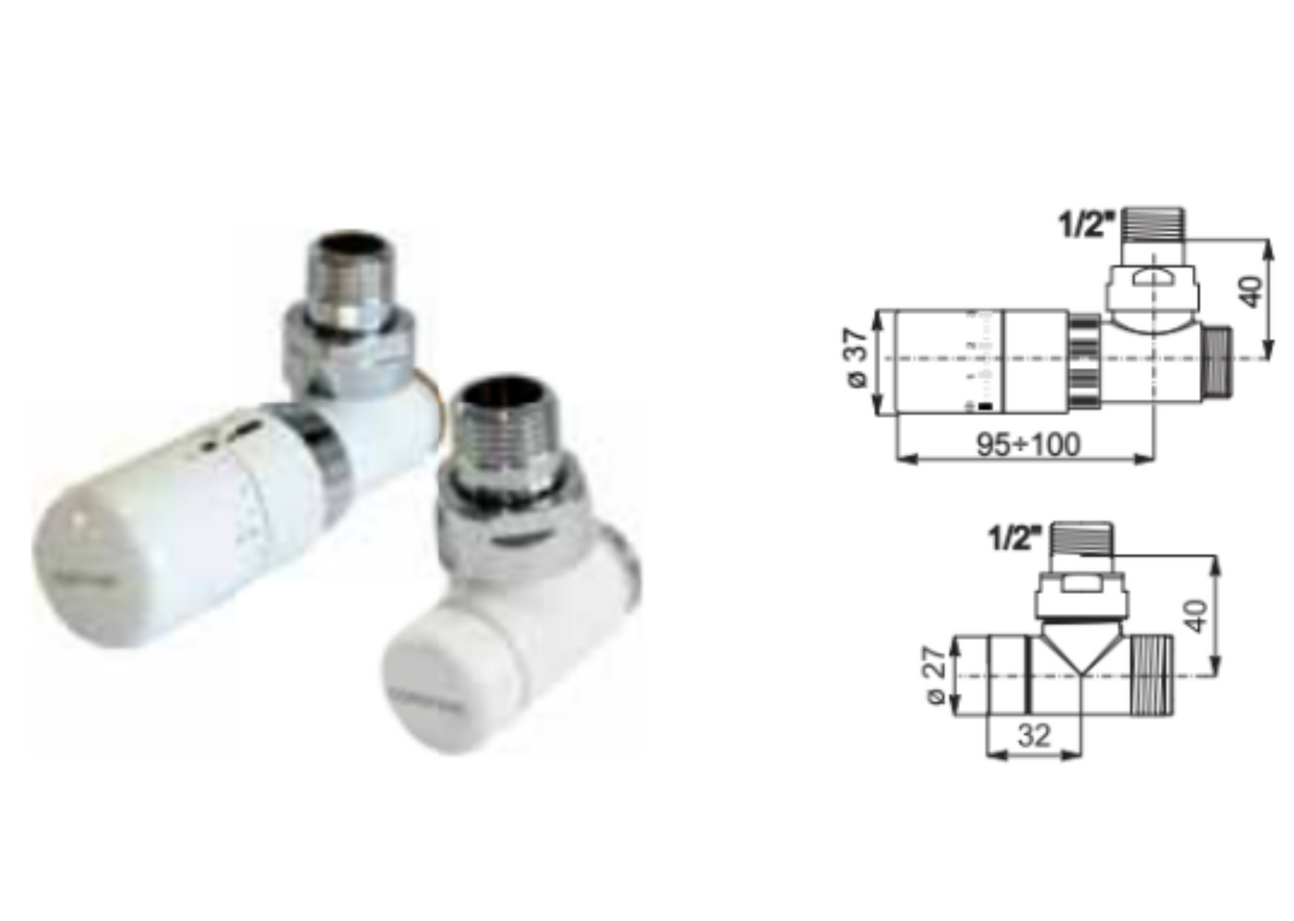 Elegant Painted - EUROKONUS Square Valve Kit with Thermostatic Head